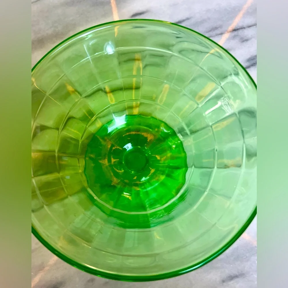 Vintage Uranium/Vaseline Glass Sherbet Dish, c. 1930s, by Anchor Hocking - Picture 2 of 7